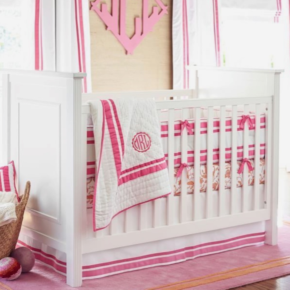 Pink/White Crib Skirt NWT/PBK